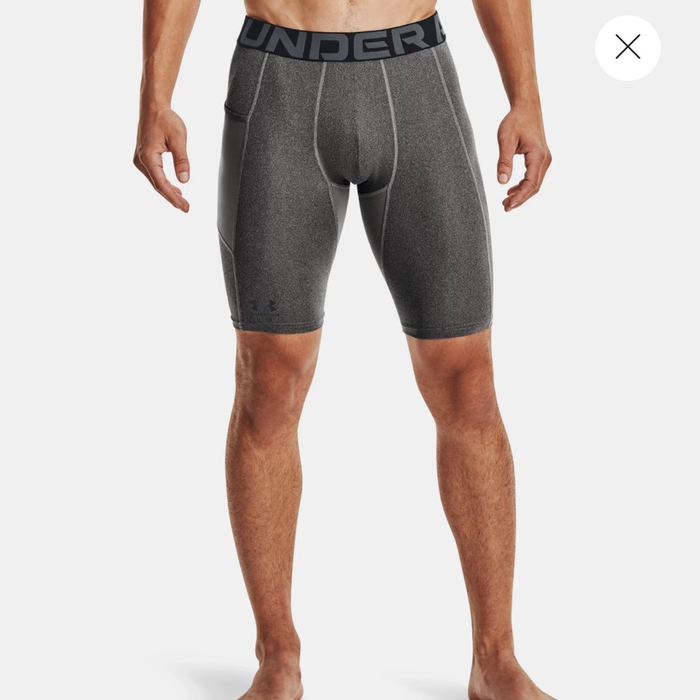 NWT UNDER ARMOUR MENS HEATGEAR LONG SHORTS grey SIZE M COMPRESSION